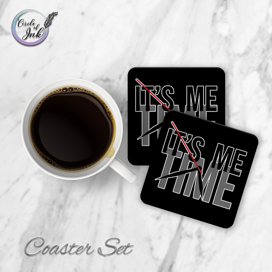 Its Me Time Black Coaster Set
