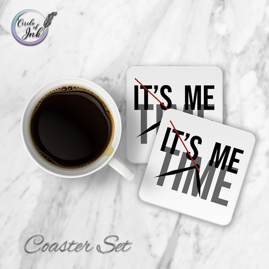 Its Me Time White Coaster set