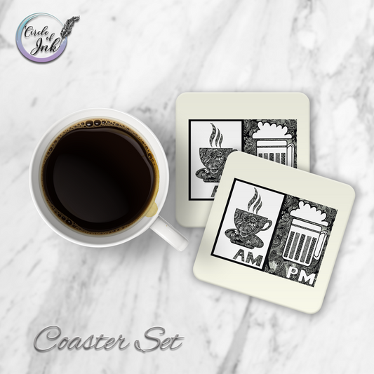 AM PM Coaster Set