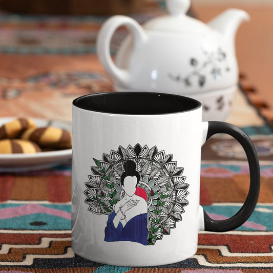 3 Tone Color Blue Lady Mug