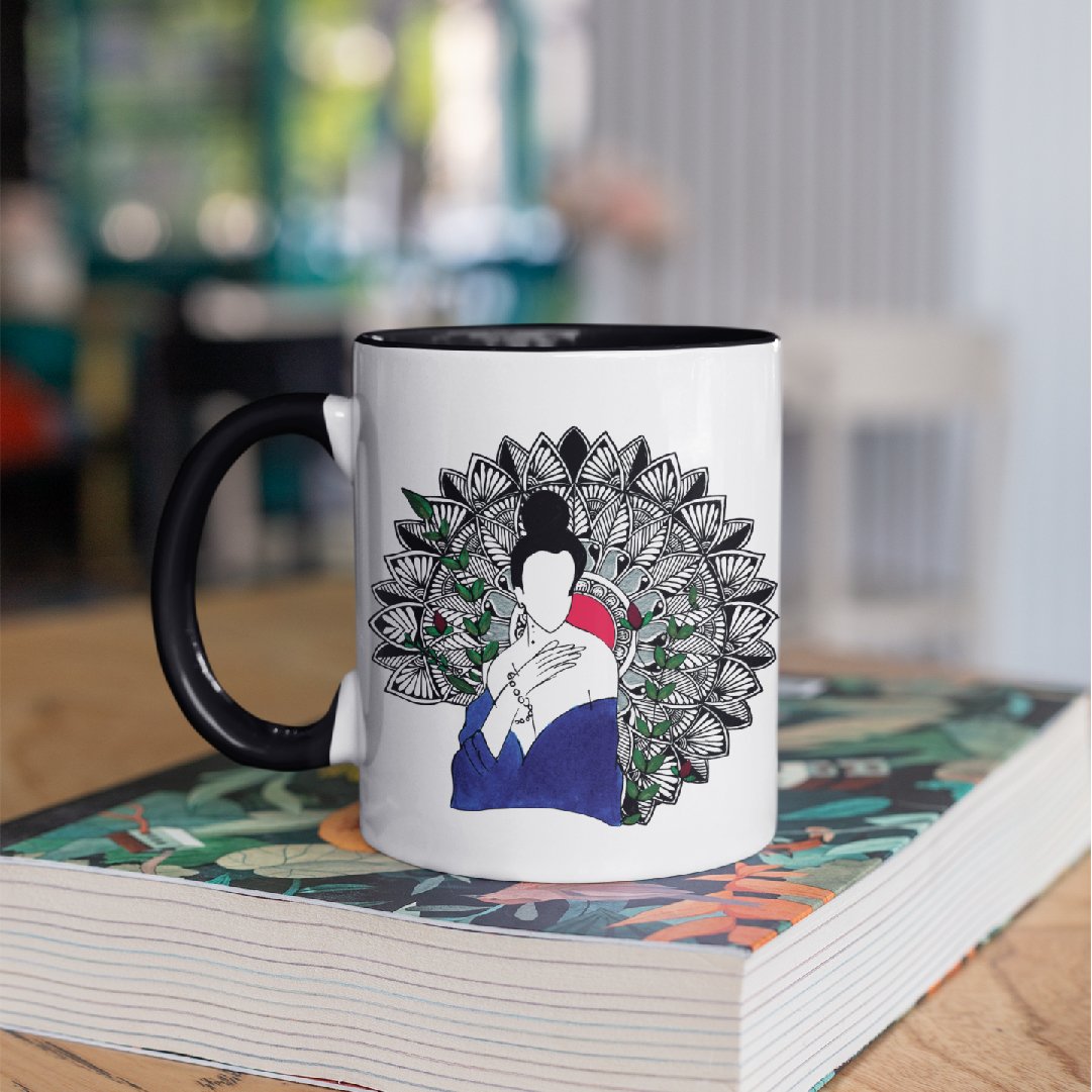 3 Tone Color Blue Lady Mug