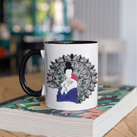3 Tone Color Blue Lady Mug