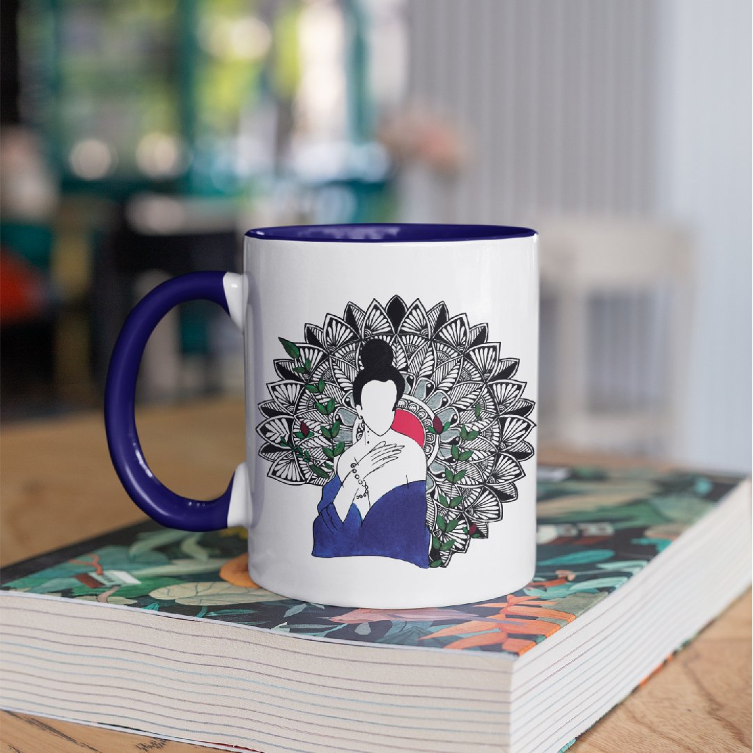3 Tone Color Blue Lady Mug