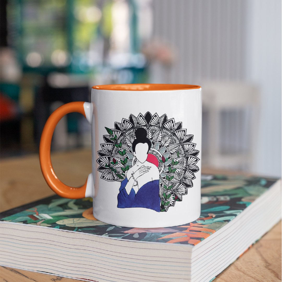 3 Tone Color Blue Lady Mug