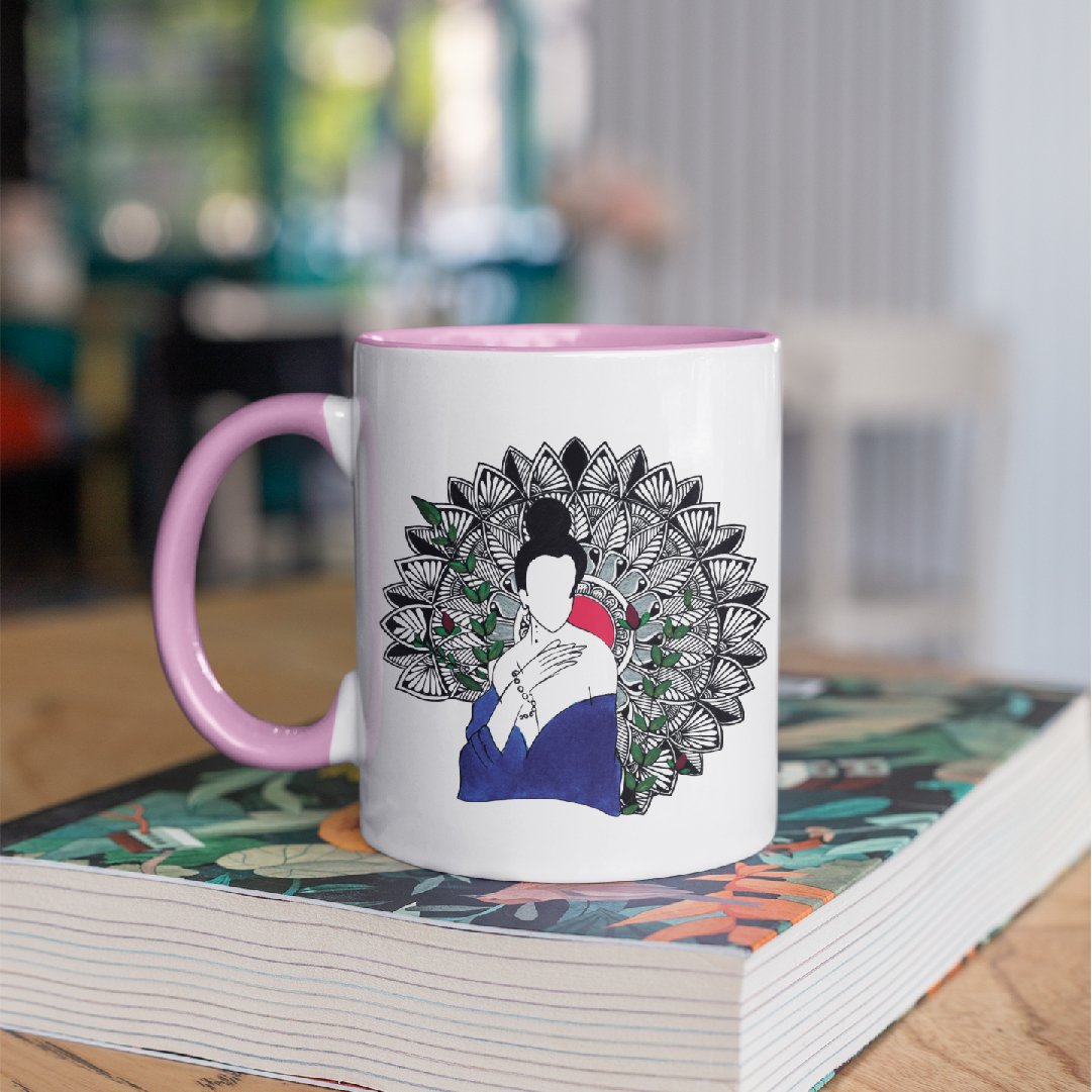 3 Tone Color Blue Lady Mug