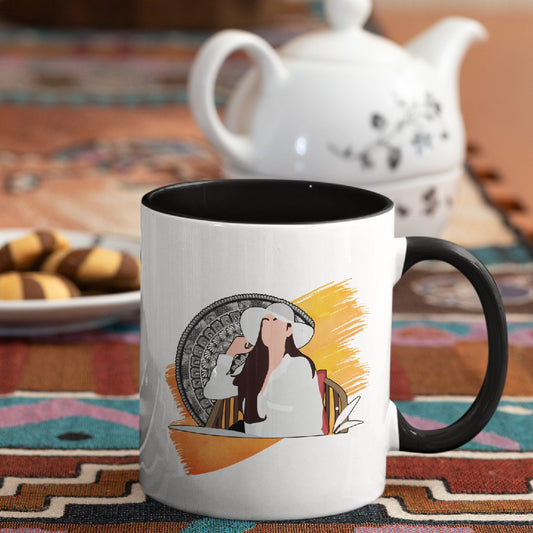 3 Tone Color Girl with Hat Mug