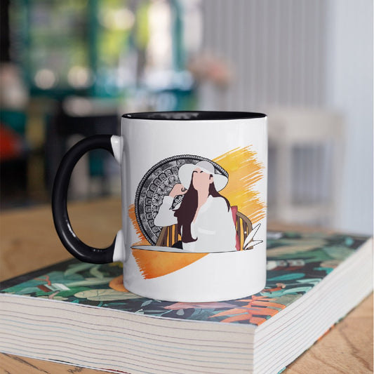 3 Tone Color Girl with Hat Mug
