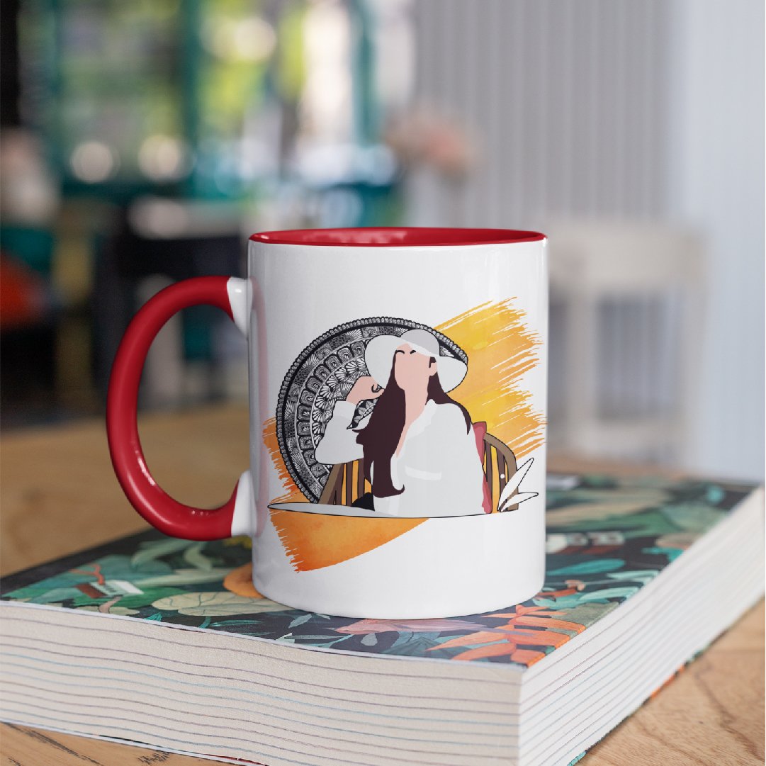 3 Tone Color Girl with Hat Mug