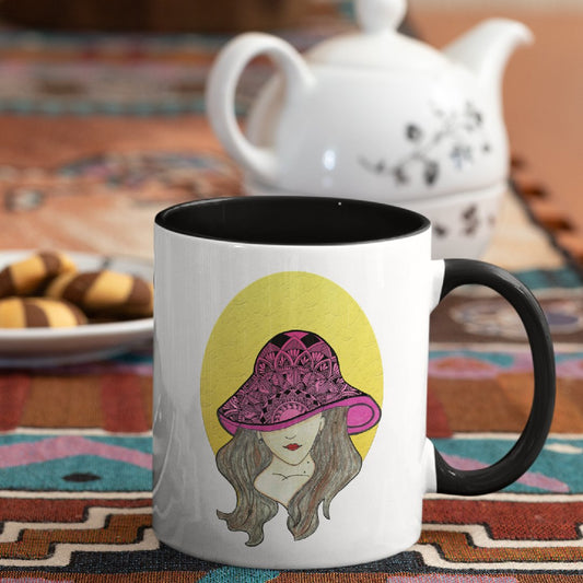 3 Tone Color Hat Lady Mug