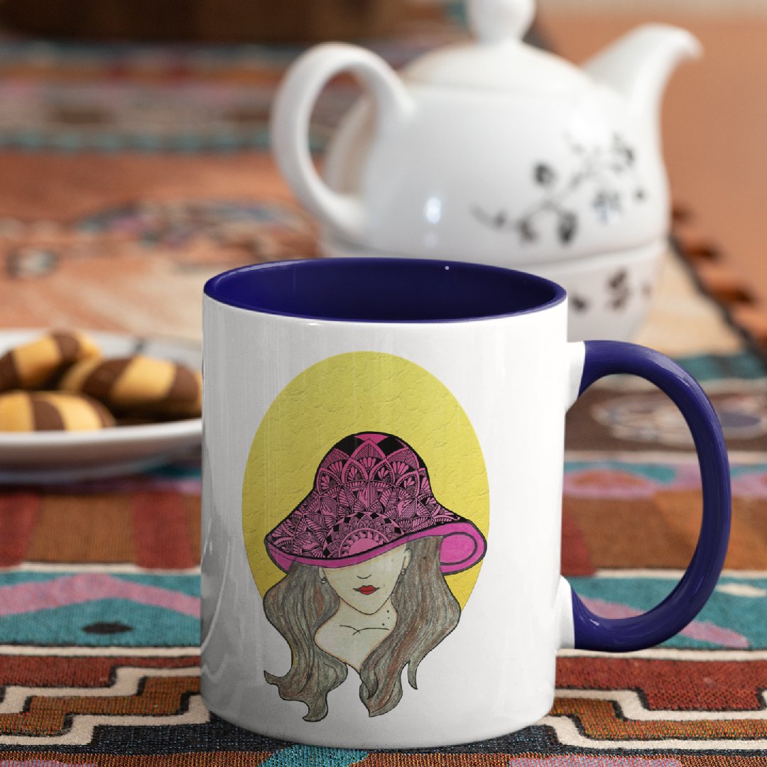 3 Tone Color Hat Lady Mug