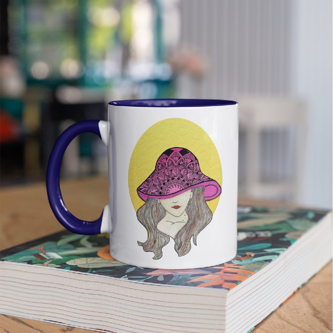 3 Tone Color Hat Lady Mug