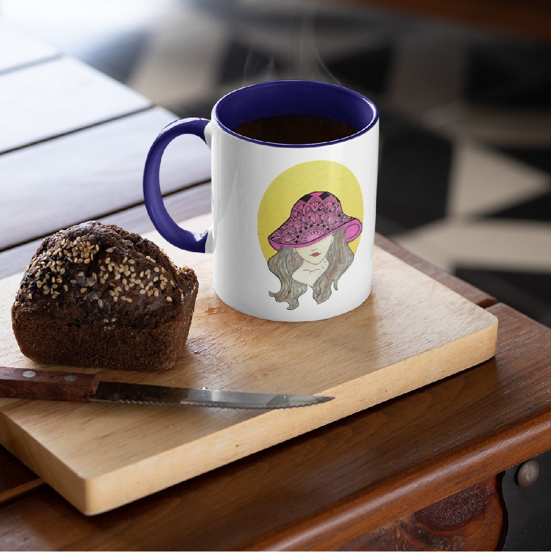 3 Tone Color Hat Lady Mug