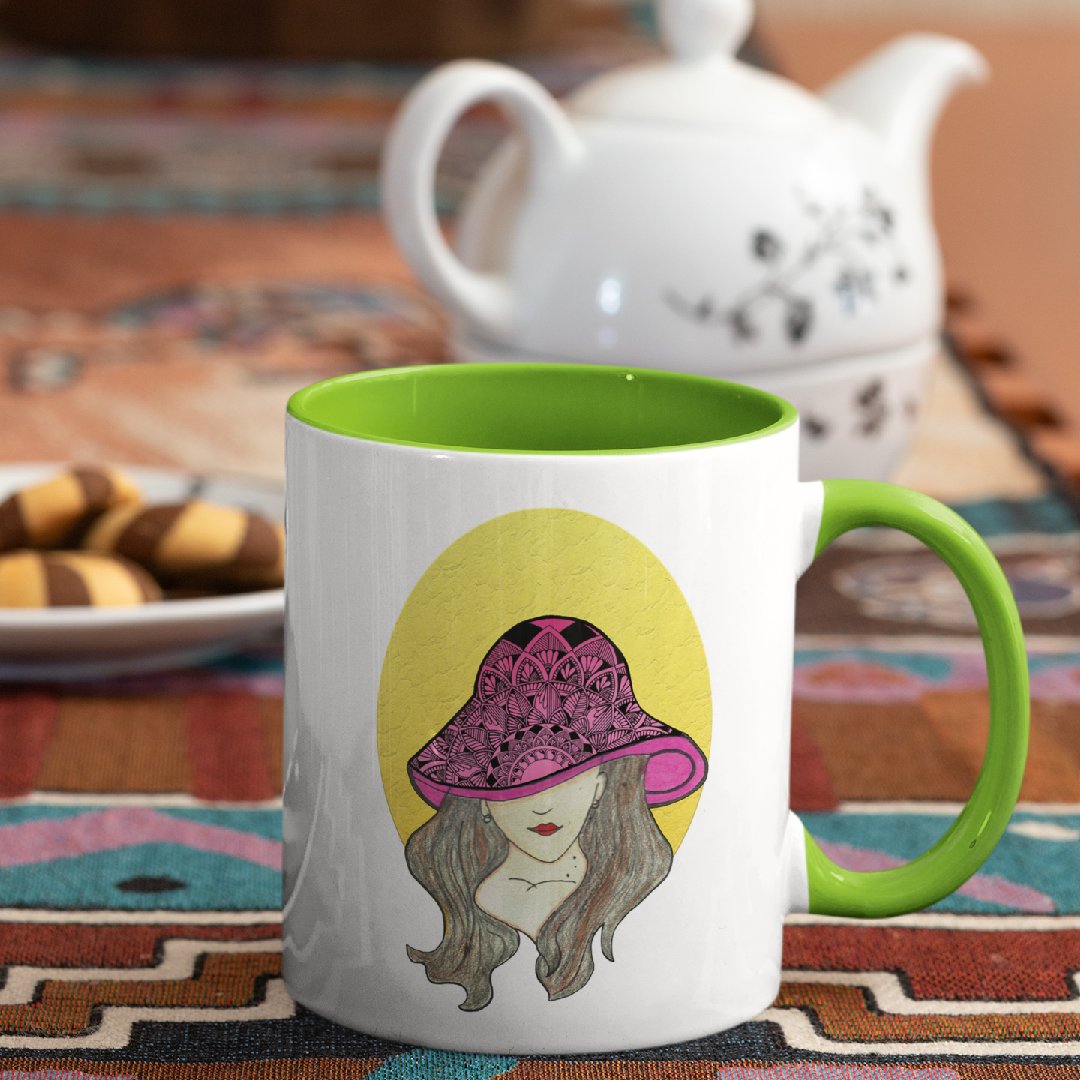 3 Tone Color Hat Lady Mug
