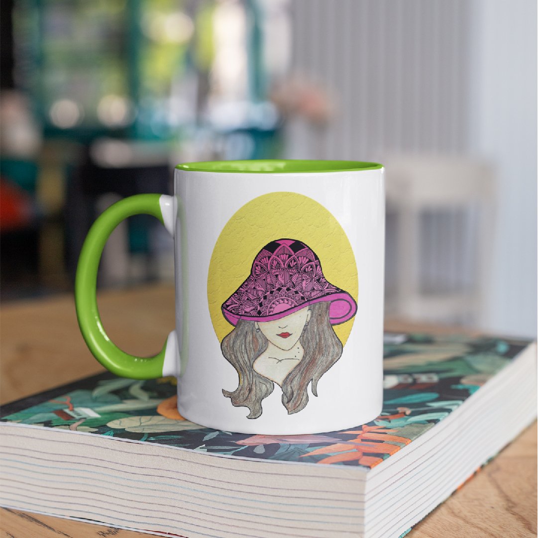 3 Tone Color Hat Lady Mug