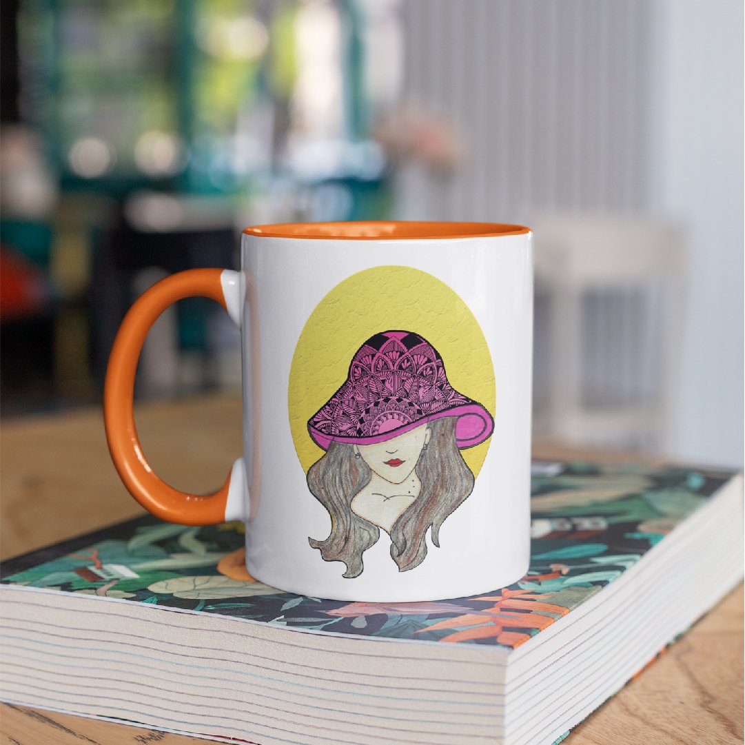 3 Tone Color Hat Lady Mug