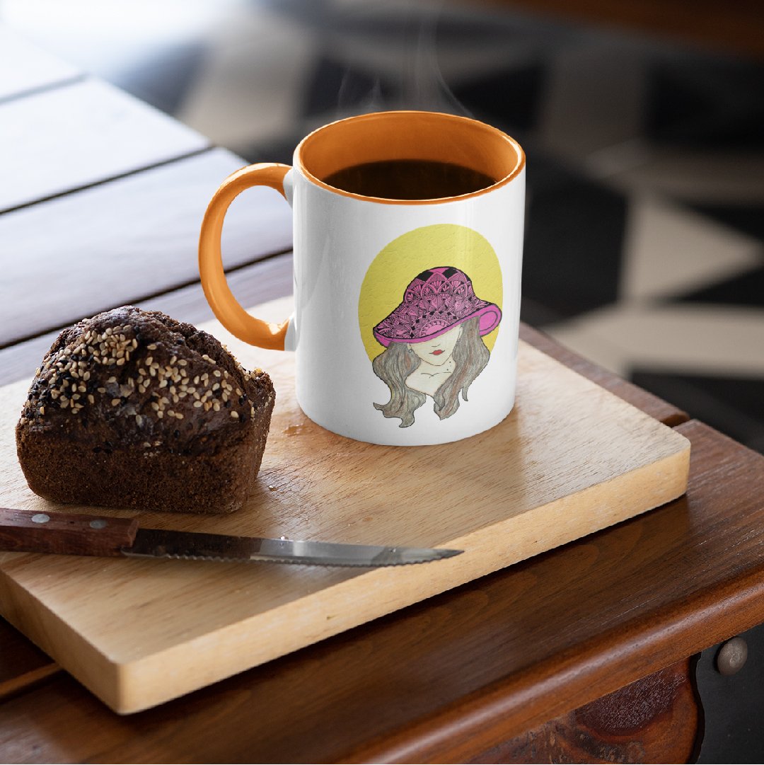 3 Tone Color Hat Lady Mug