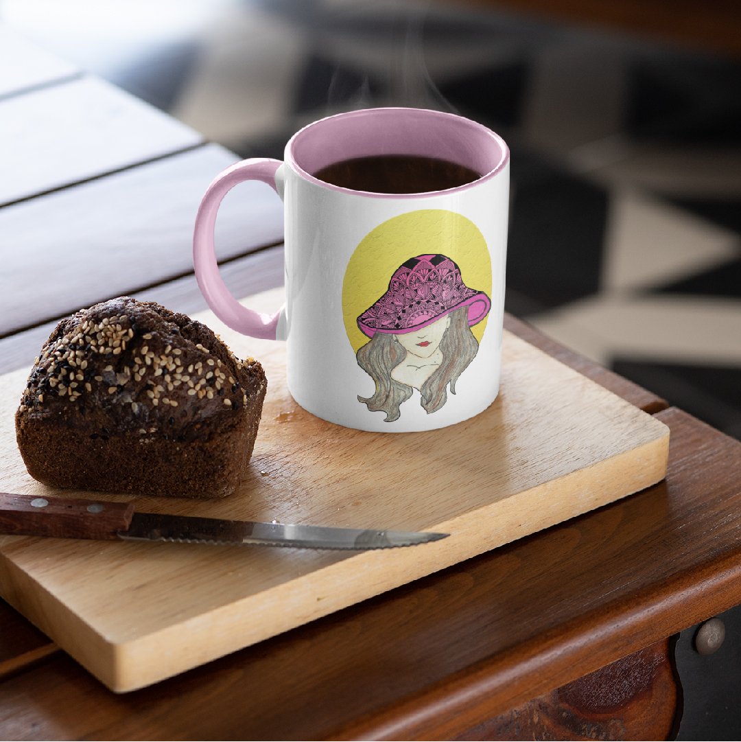 3 Tone Color Hat Lady Mug