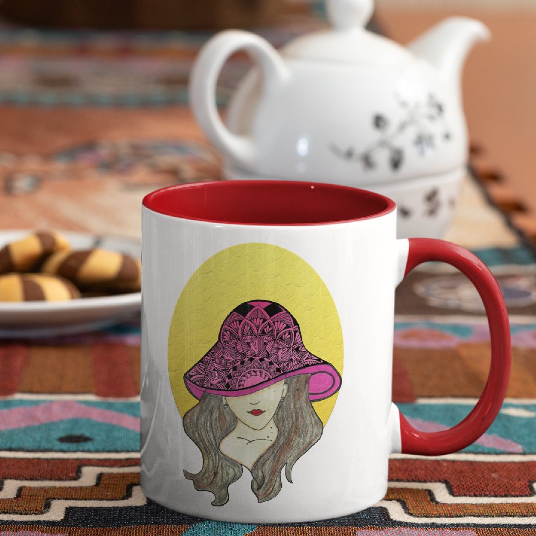 3 Tone Color Hat Lady Mug