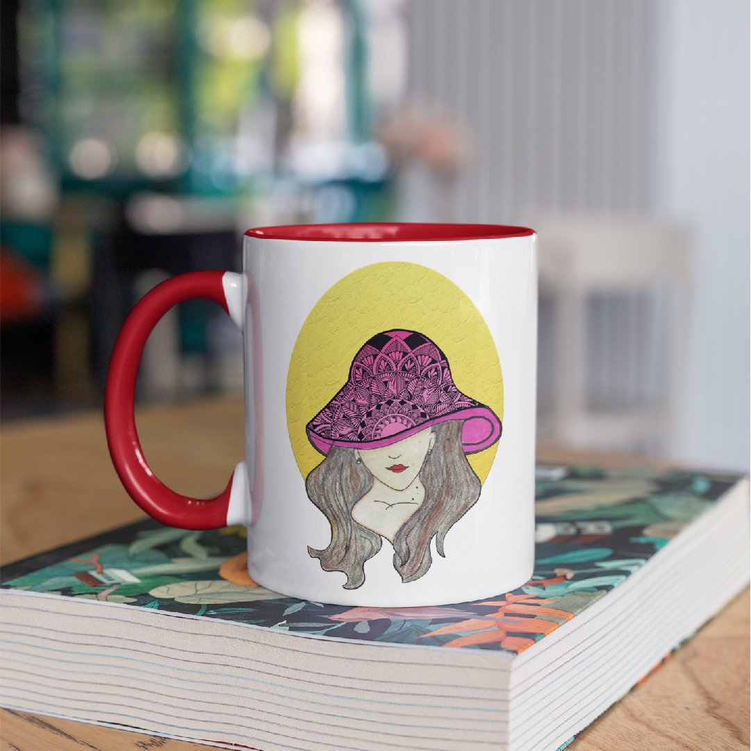 3 Tone Color Hat Lady Mug
