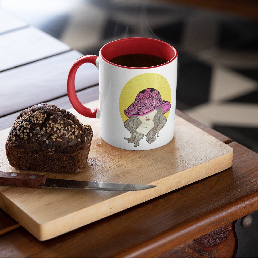 3 Tone Color Hat Lady Mug