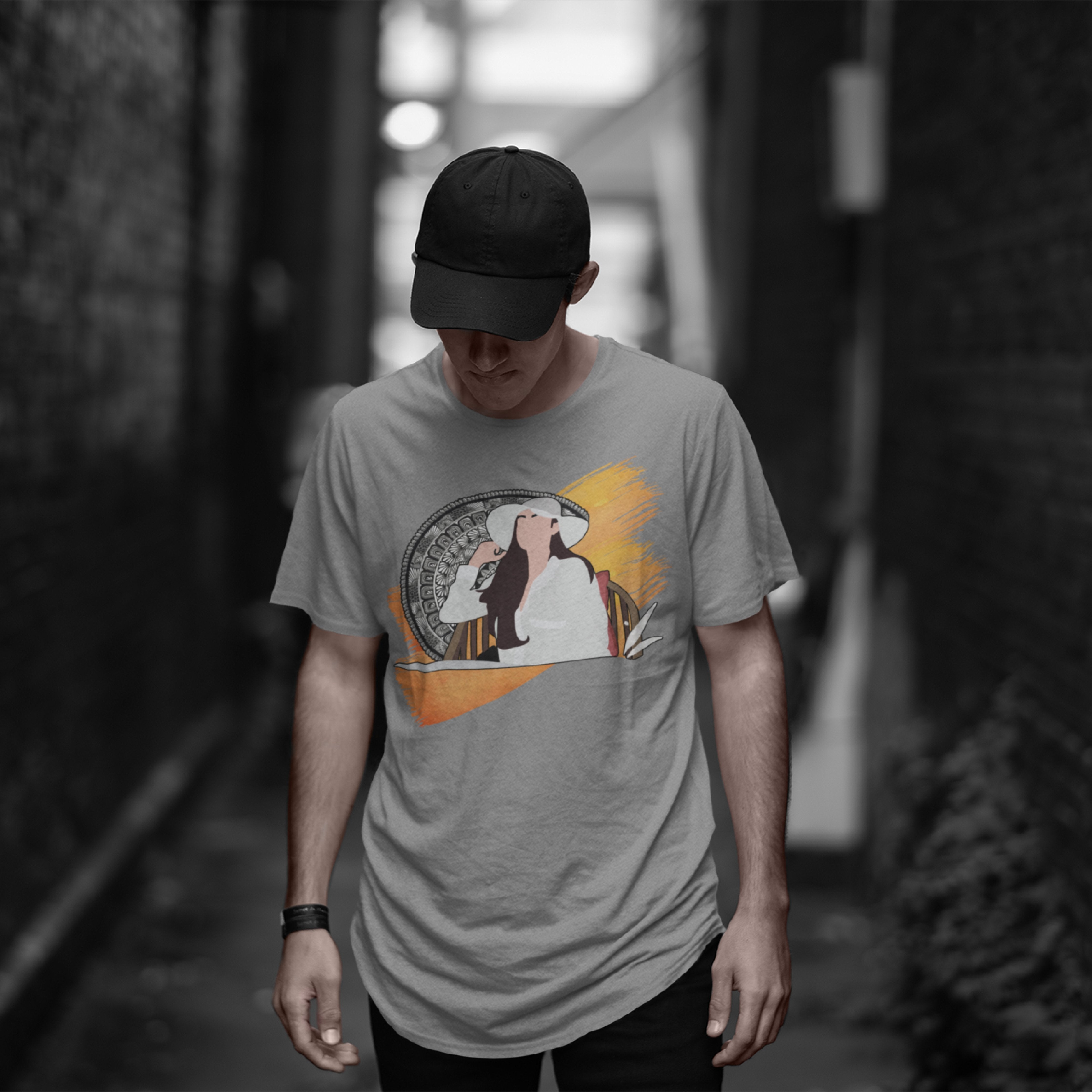 Girl with hat Mandala T-shirt