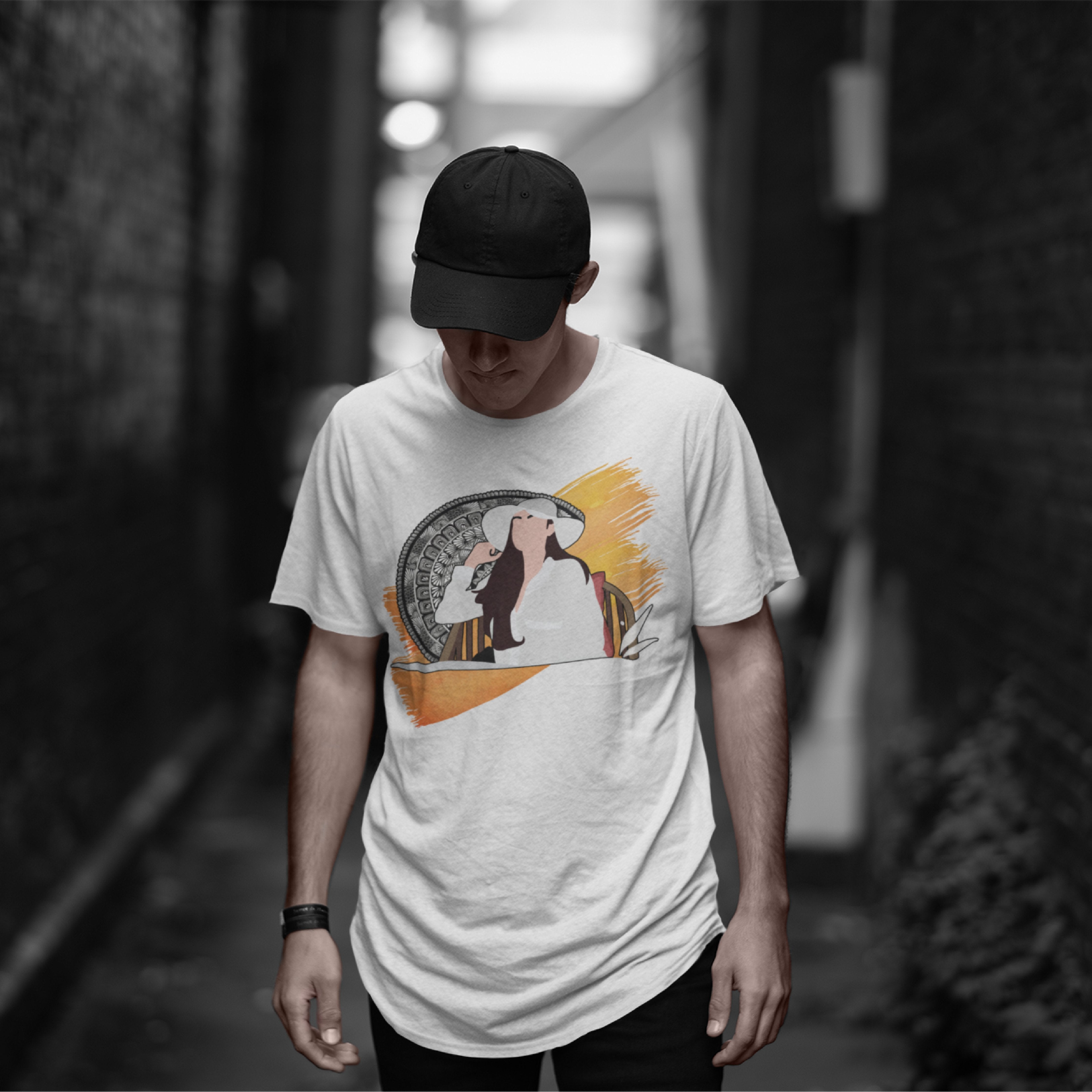 Girl with hat Mandala T-shirt