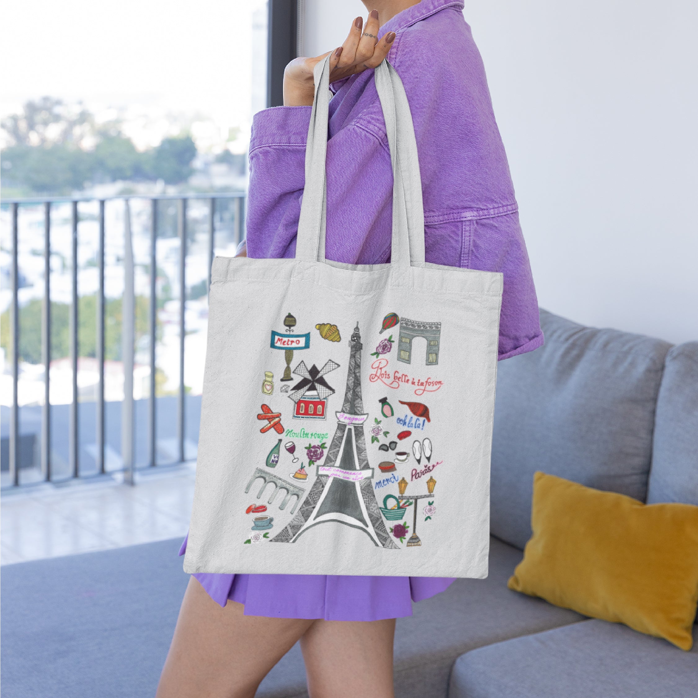 Paris Eifel Tower Mandala Tote Bag
