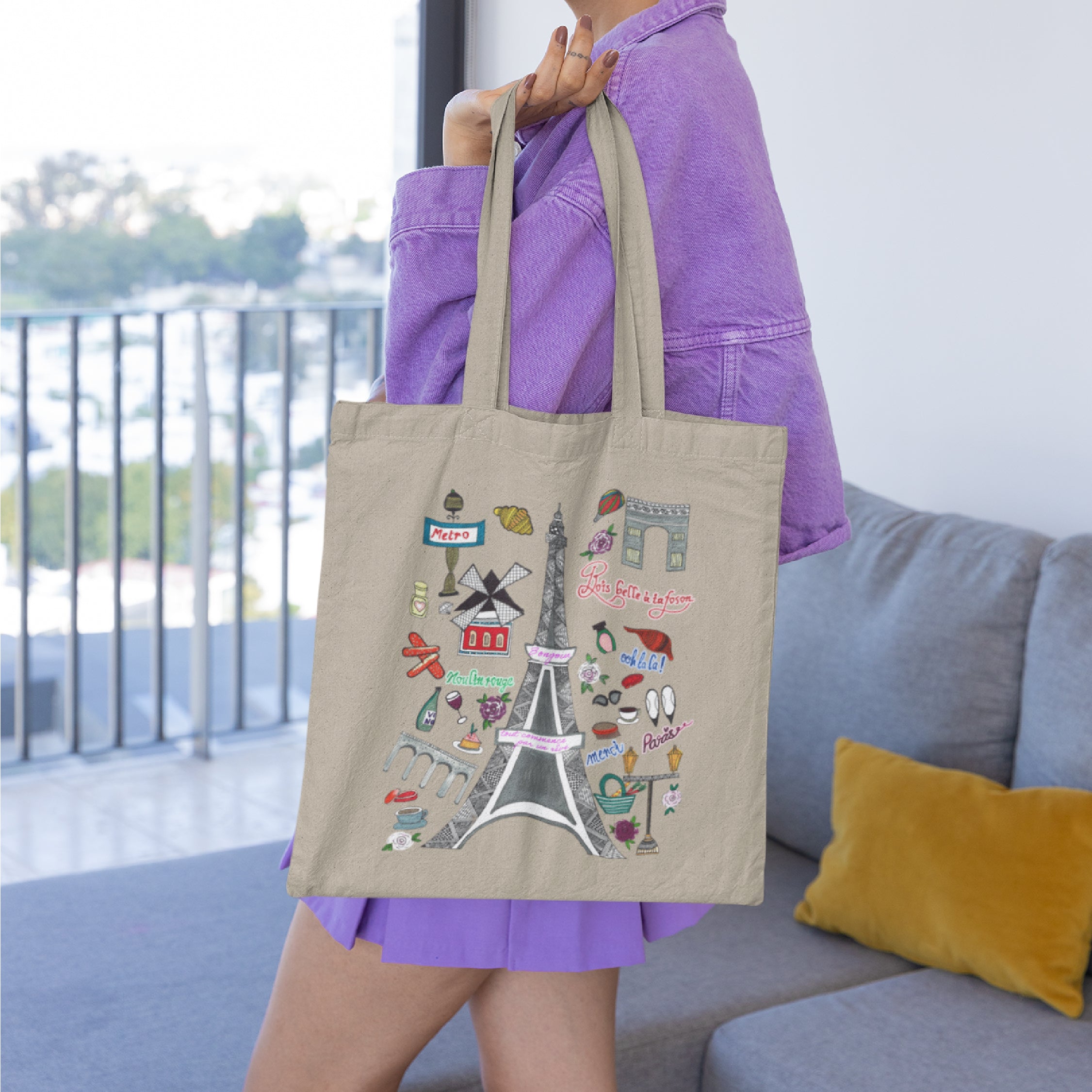 Paris Eifel Tower Mandala Tote Bag