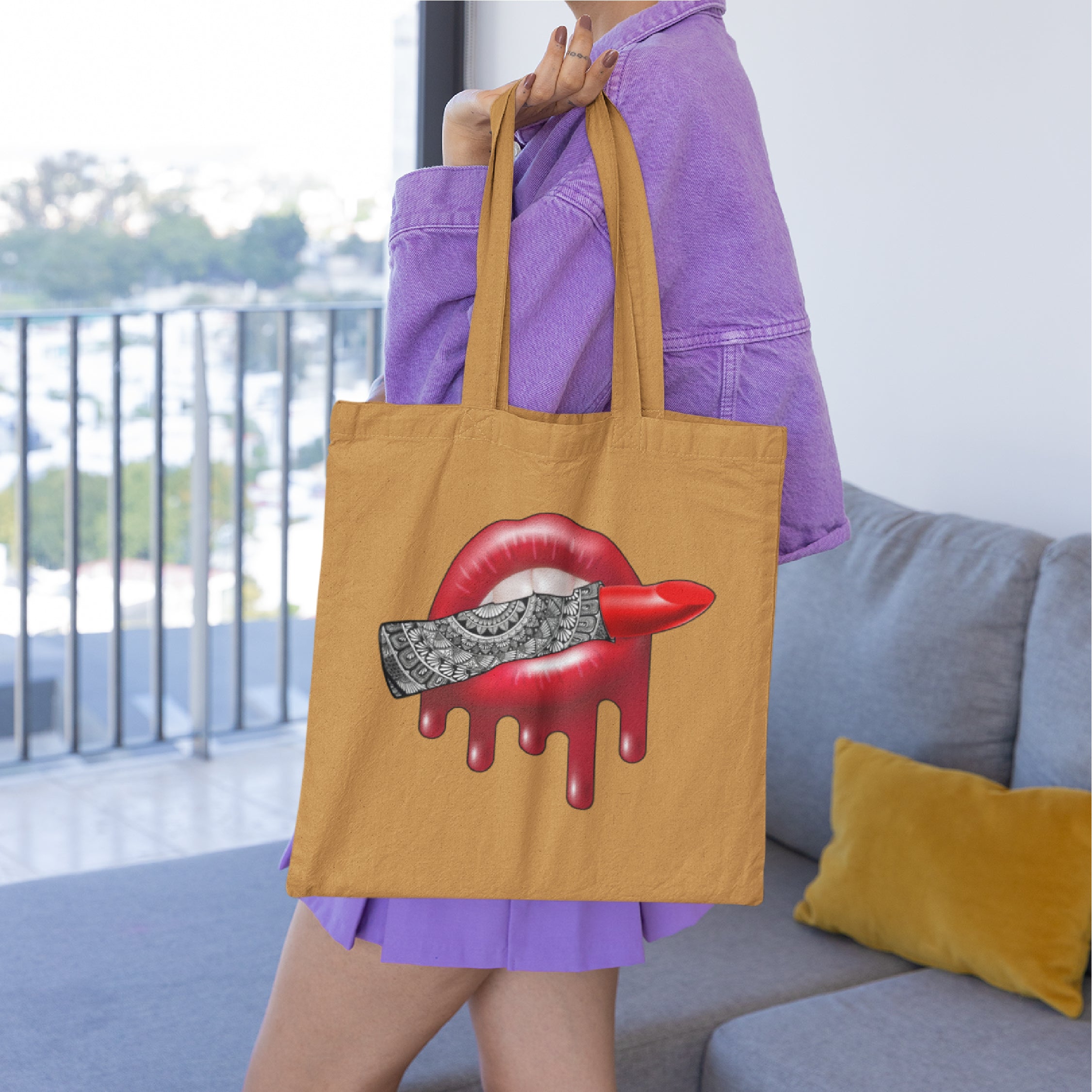 Lipstick Mandala Tote Bag