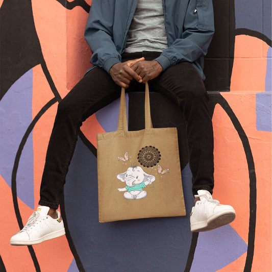 Baby Elephant Mandala Tote Bag