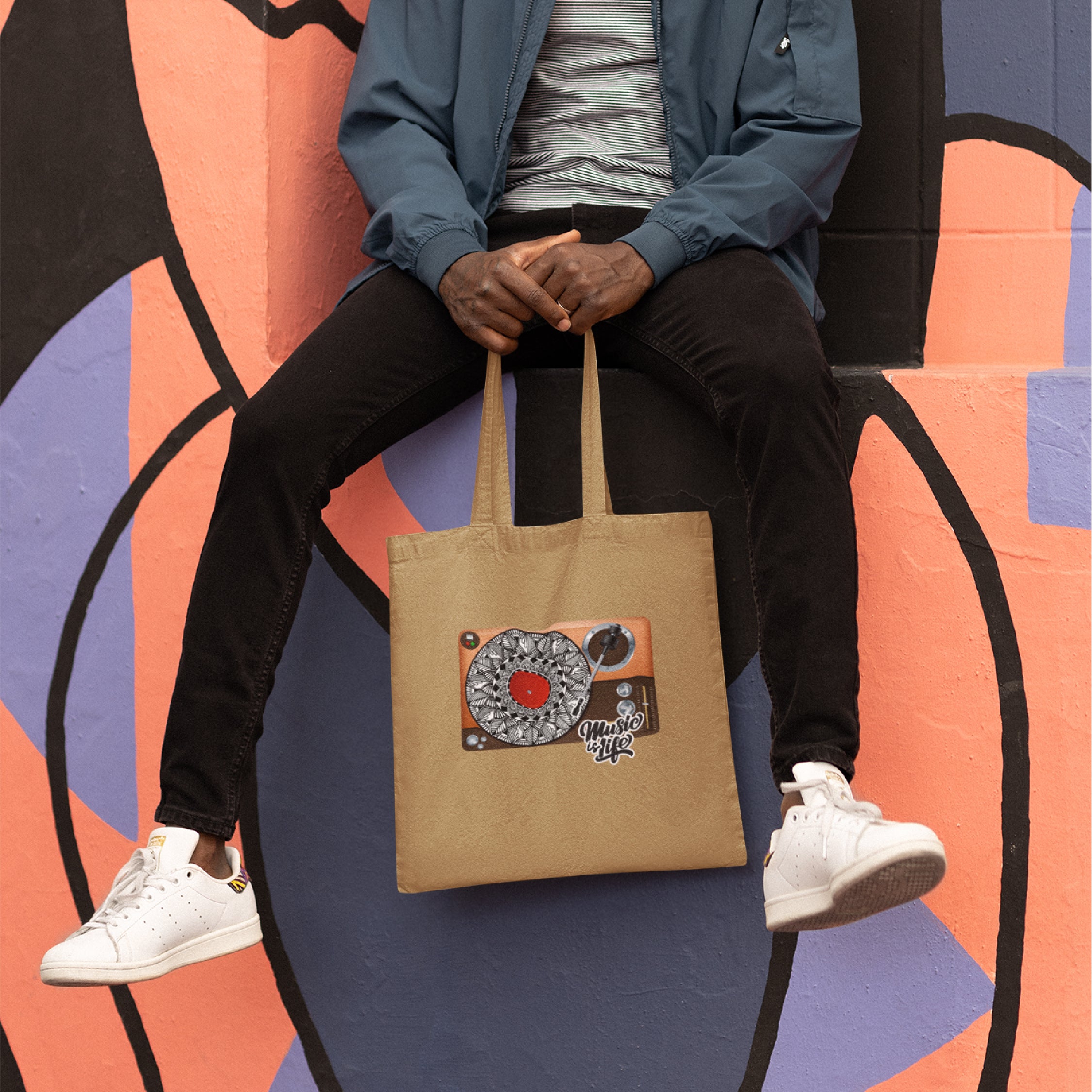 Music is Life Mandala Tote Bag