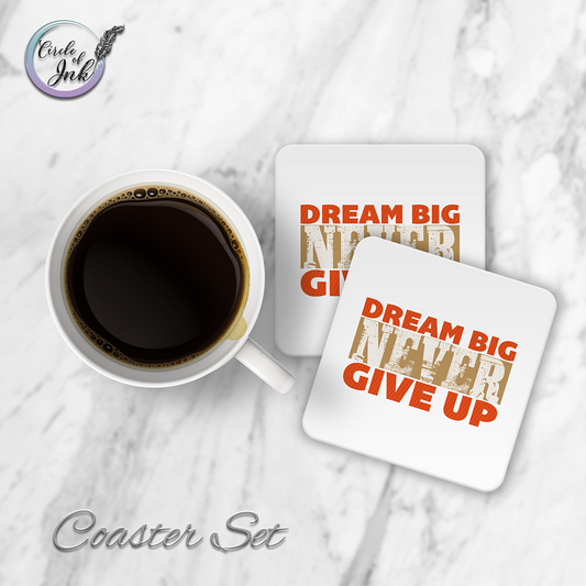 Dream Big White Coaster Set